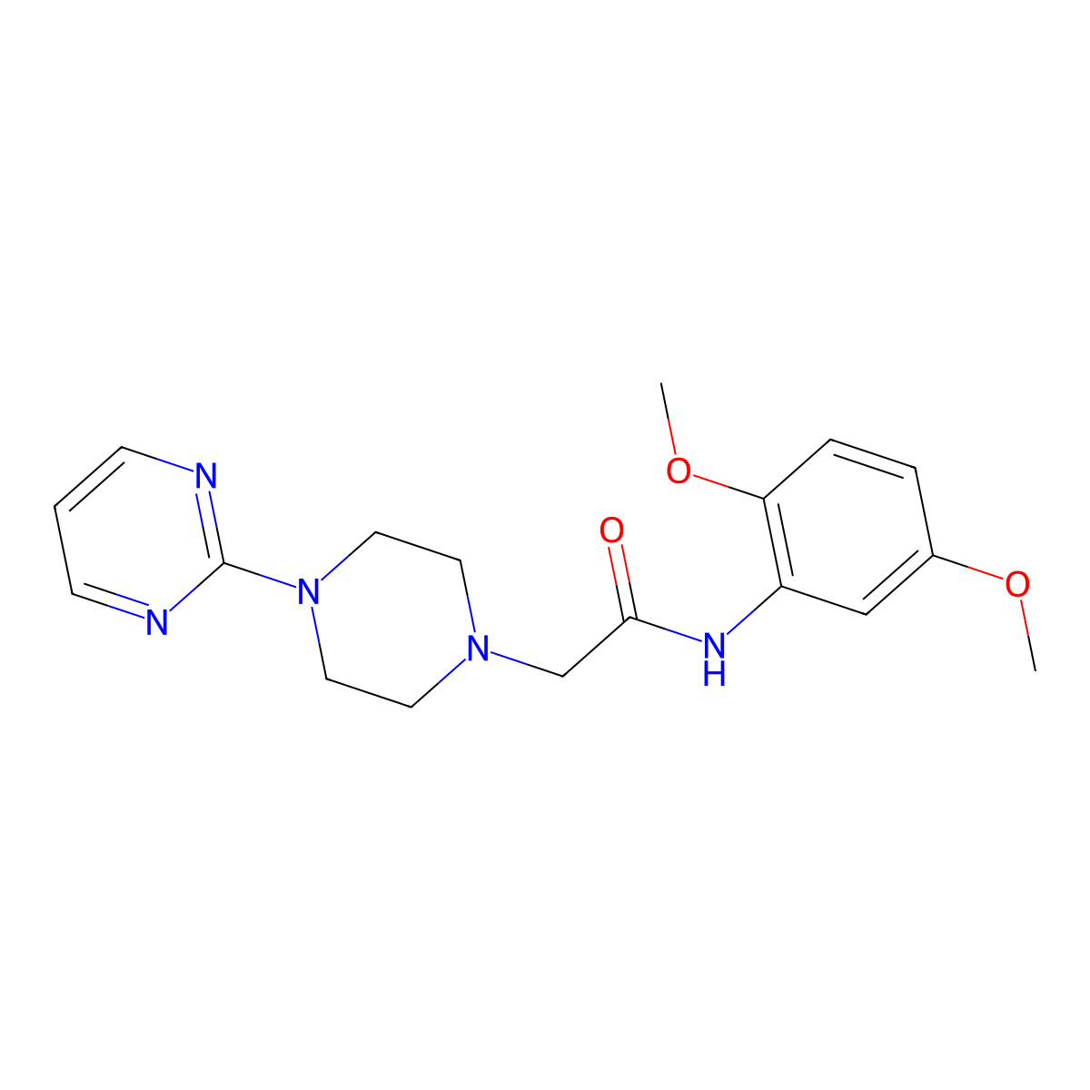 N-(2,5-dimethoxyphenyl)-2-(4-pyrimidin-2-ylpiperazin-1-yl)acetamide molecular structure, CAS 491867-75-5