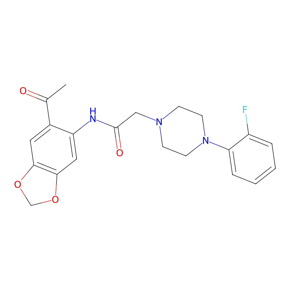 N-(6-Acetylbenzo[D]1,3-dioxolen-5-YL)-2-(4-(2-fluorophenyl)piperazinyl)ethanamide molecular structure, CAS 491867-77-7