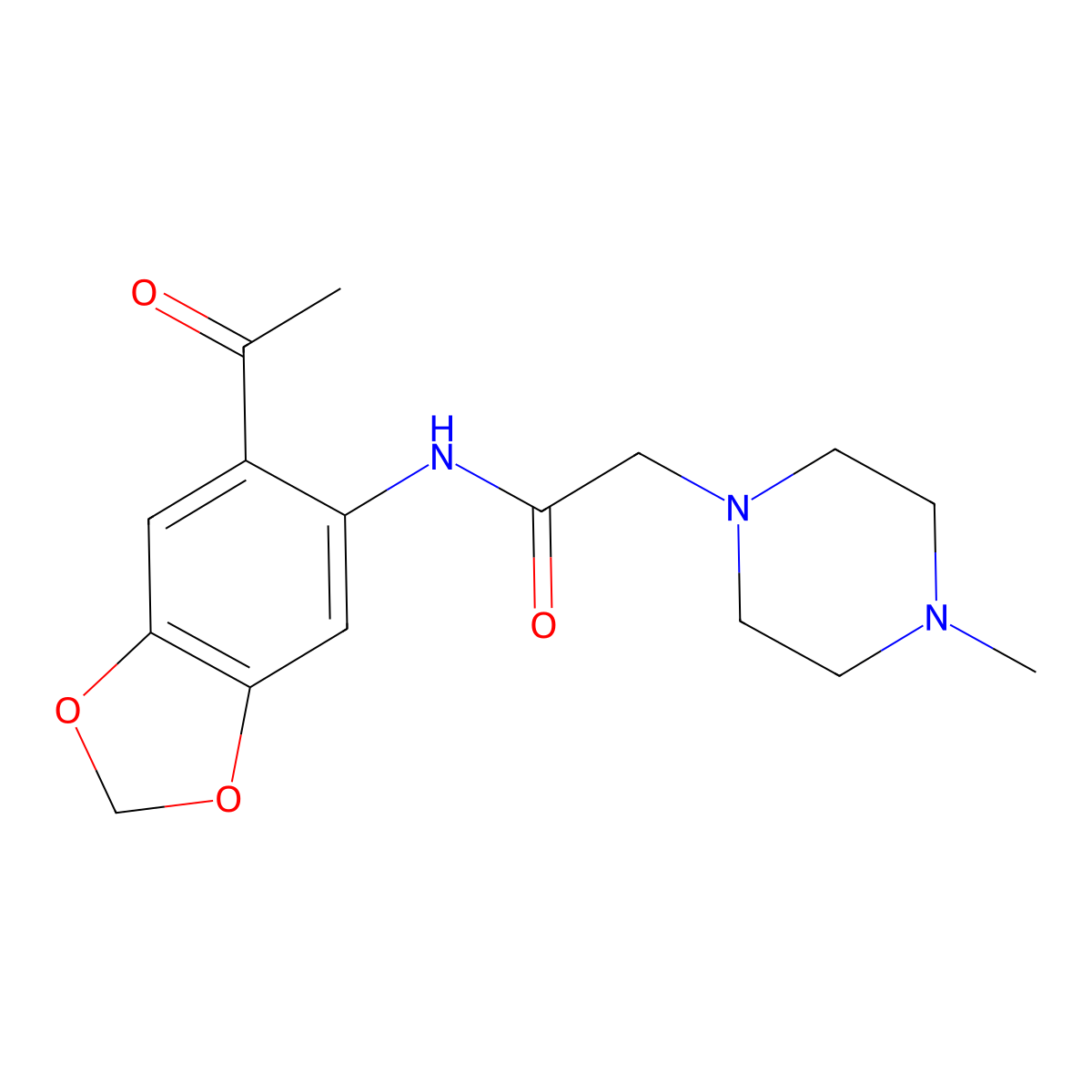 N-(6-acetyl-1,3-benzodioxol-5-yl)-2-(4-methylpiperazin-1-yl)acetamide molecular structure, CAS 491867-79-9