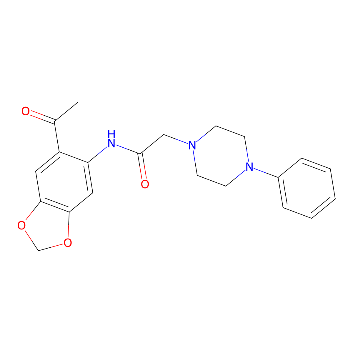 N-(6-acetyl-2H-1,3-benzodioxol-5-yl)-2-(4-phenylpiperazin-1-yl)acetamide molecular structure, CAS 491867-81-3