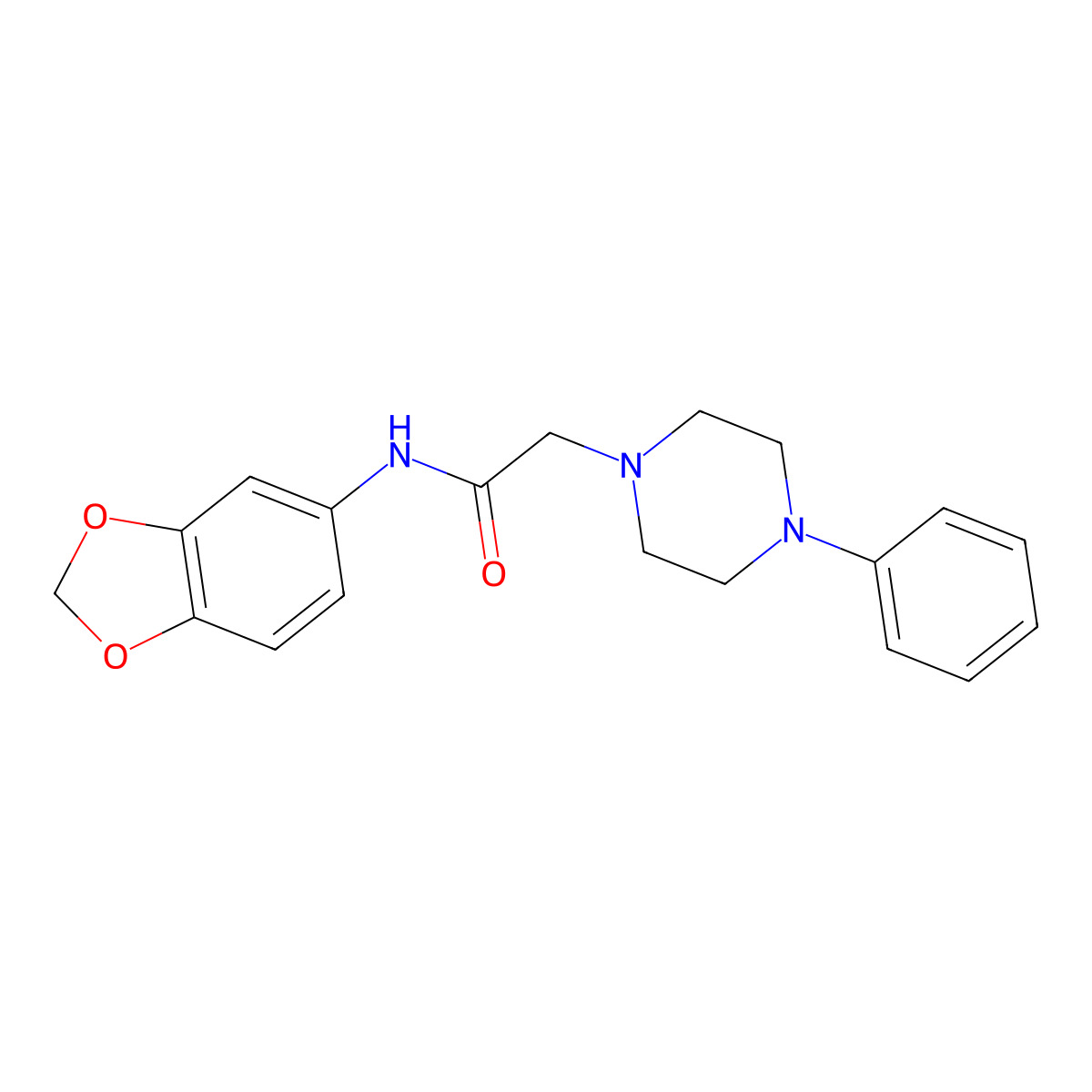 N-(1,3-benzodioxol-5-yl)-2-(4-phenylpiperazin-1-yl)acetamide molecular structure, CAS 491867-83-5