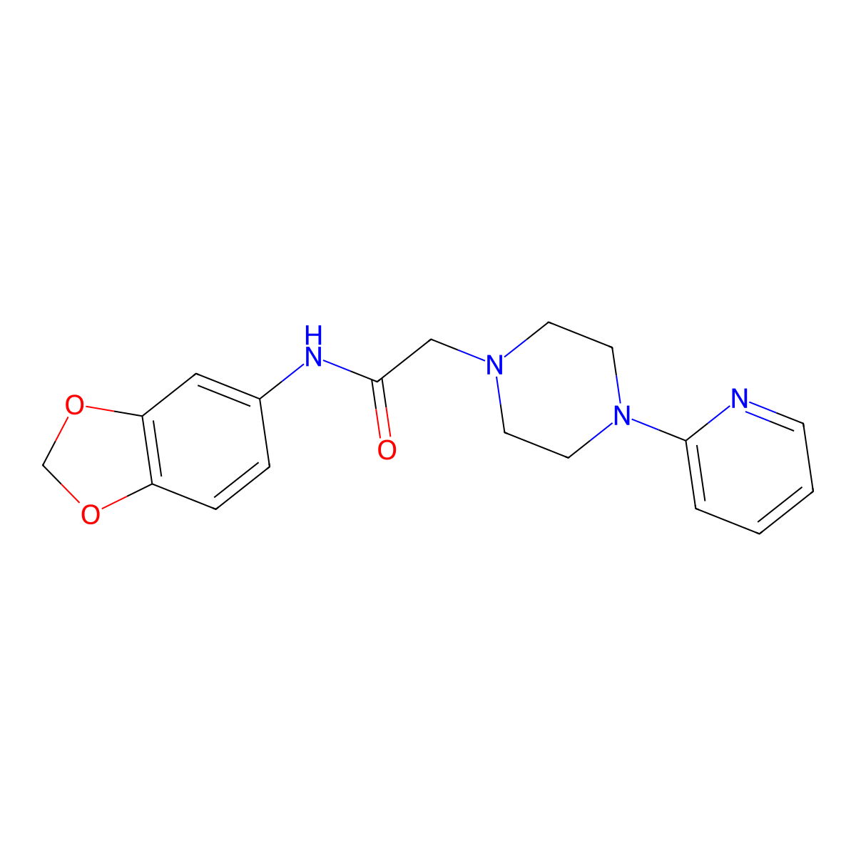 N-(1,3-benzodioxol-5-yl)-2-(4-pyridin-2-ylpiperazin-1-yl)acetamide molecular structure, CAS 491867-85-7