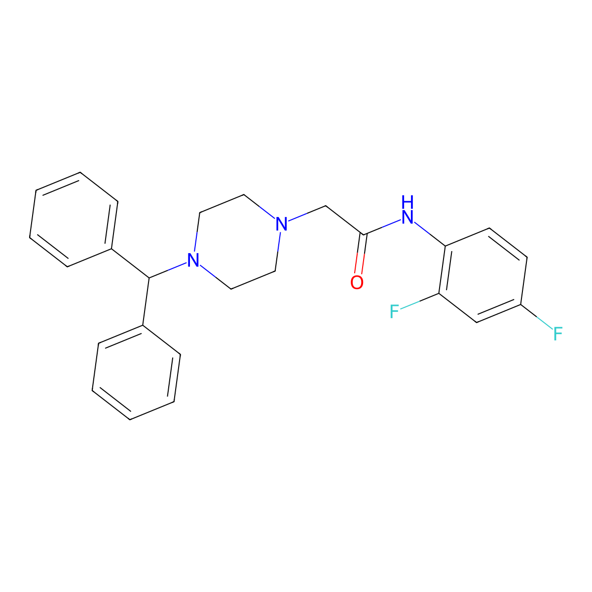 2-(4-benzhydrylpiperazin-1-yl)-N-(2,4-difluorophenyl)acetamide molecular structure, CAS 491867-86-8