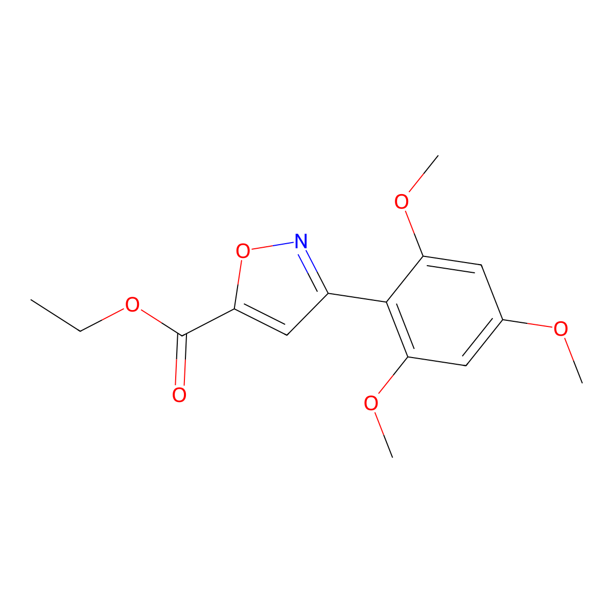 Ethyl 3-(2,4,6-trimethoxyphenyl)isoxazole-5-carboxylate molecular structure, CAS 491867-98-2