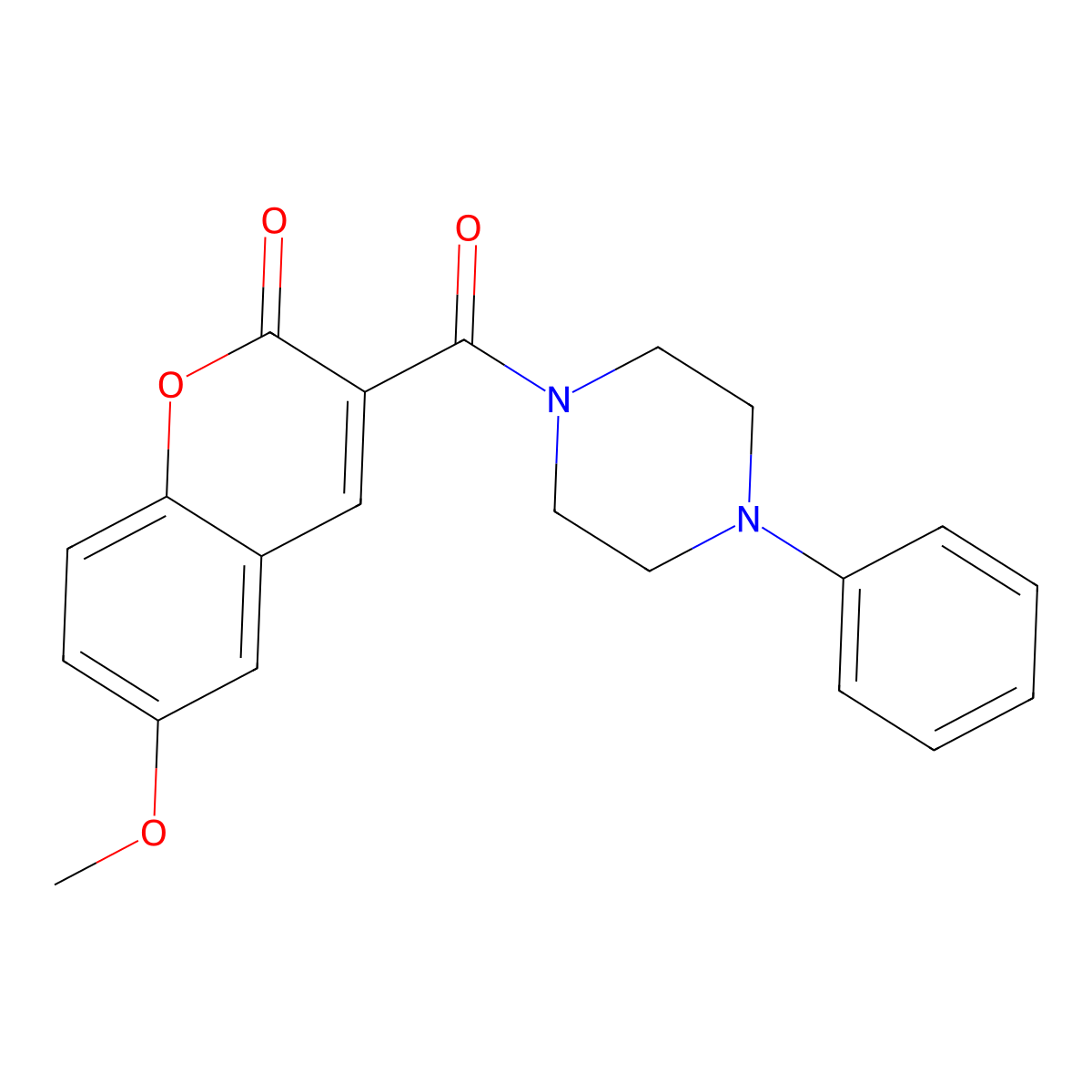 6-Methoxy-3-(4-phenyl-piperazine-1-carbonyl)-chromen-2-one molecular structure, CAS 491870-37-2