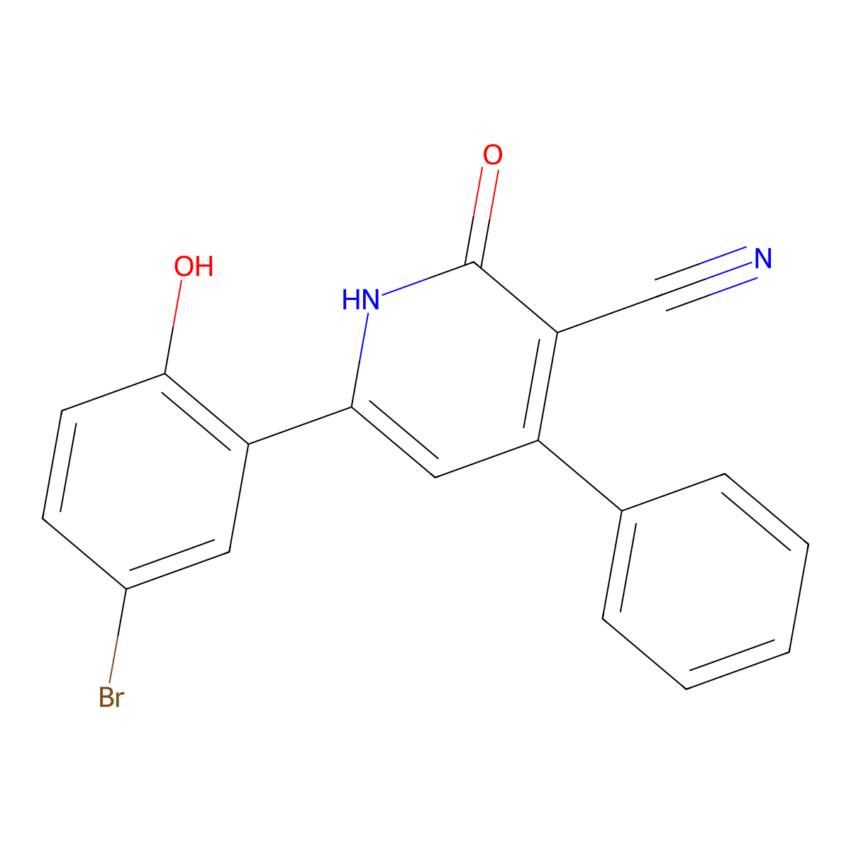 6-(5-Bromo-2-hydroxyphenyl)-2-oxo-4-phenyl-1,2-dihydropyridine-3-carbonitrile molecular structure, CAS 491871-58-0