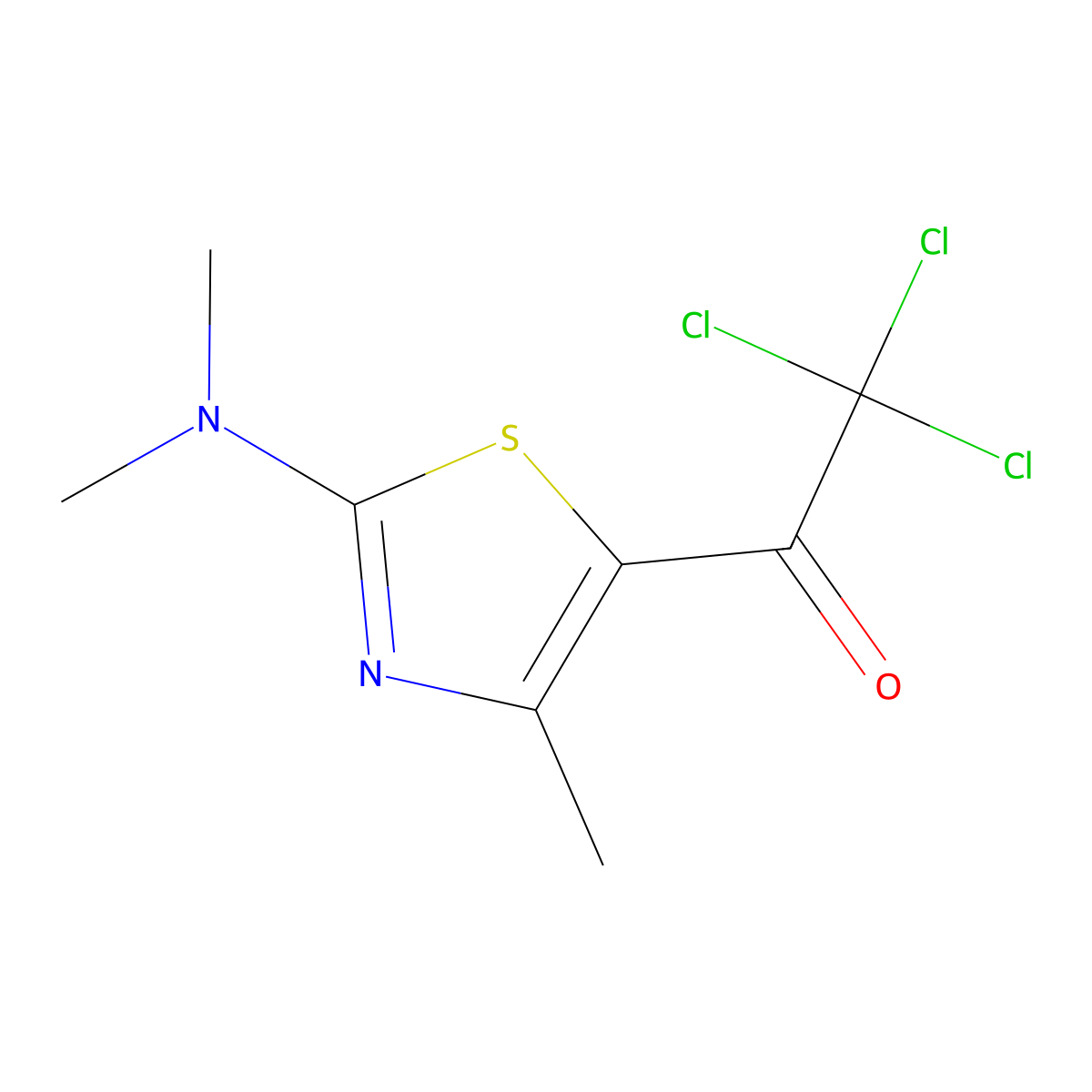 2,2,2-Trichloro-1-[2-(dimethylamino)-4-methyl-1,3-thiazol-5-yl]ethanone molecular structure, CAS 491875-41-3