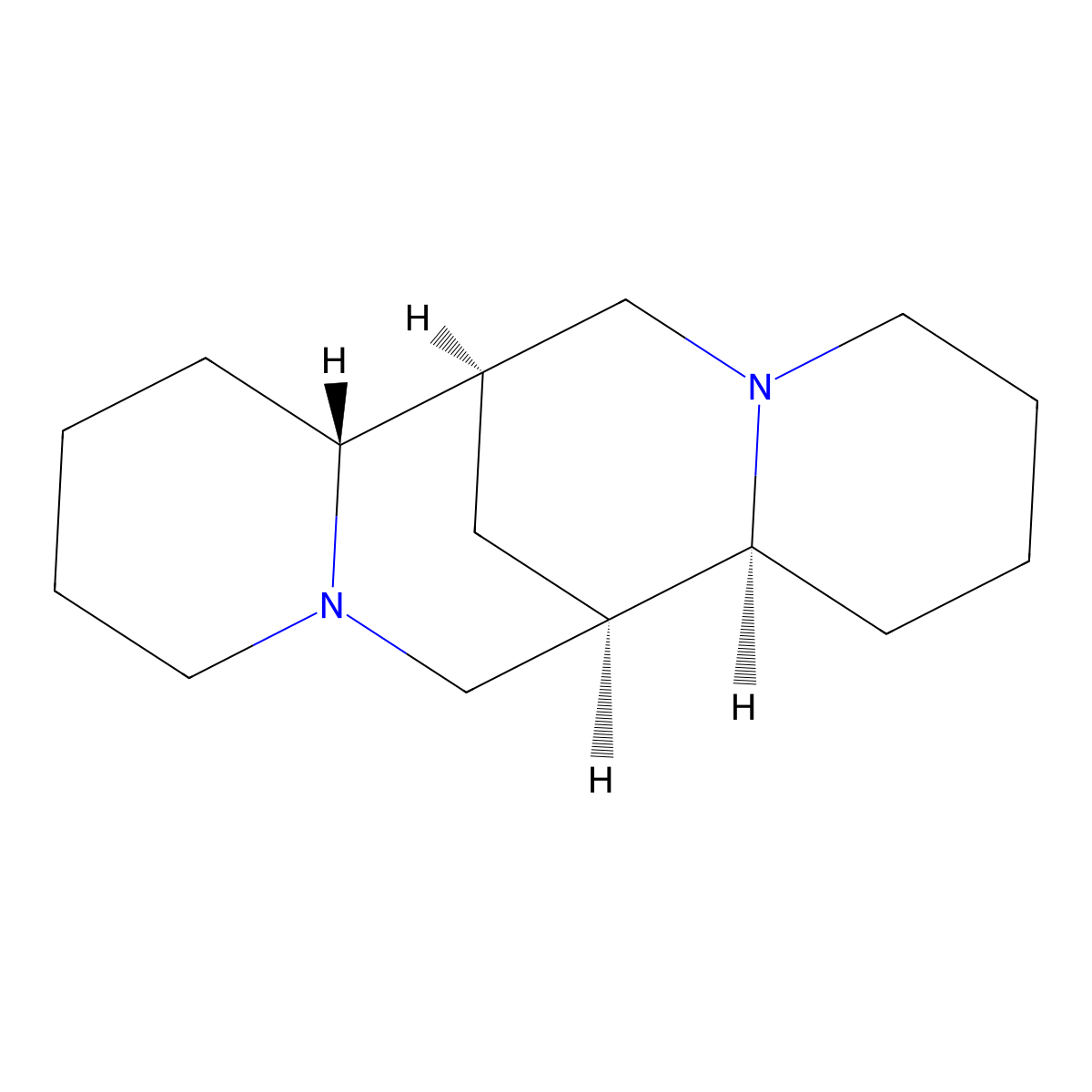 (7R,7aR,14R,14aS)-Dodecahydro-2H,6H-7,14-methanodipyrido[1,2-a:1',2'-e][1,5]diazocine , (+)-Sparteine molecular structure, CAS 492-08-0