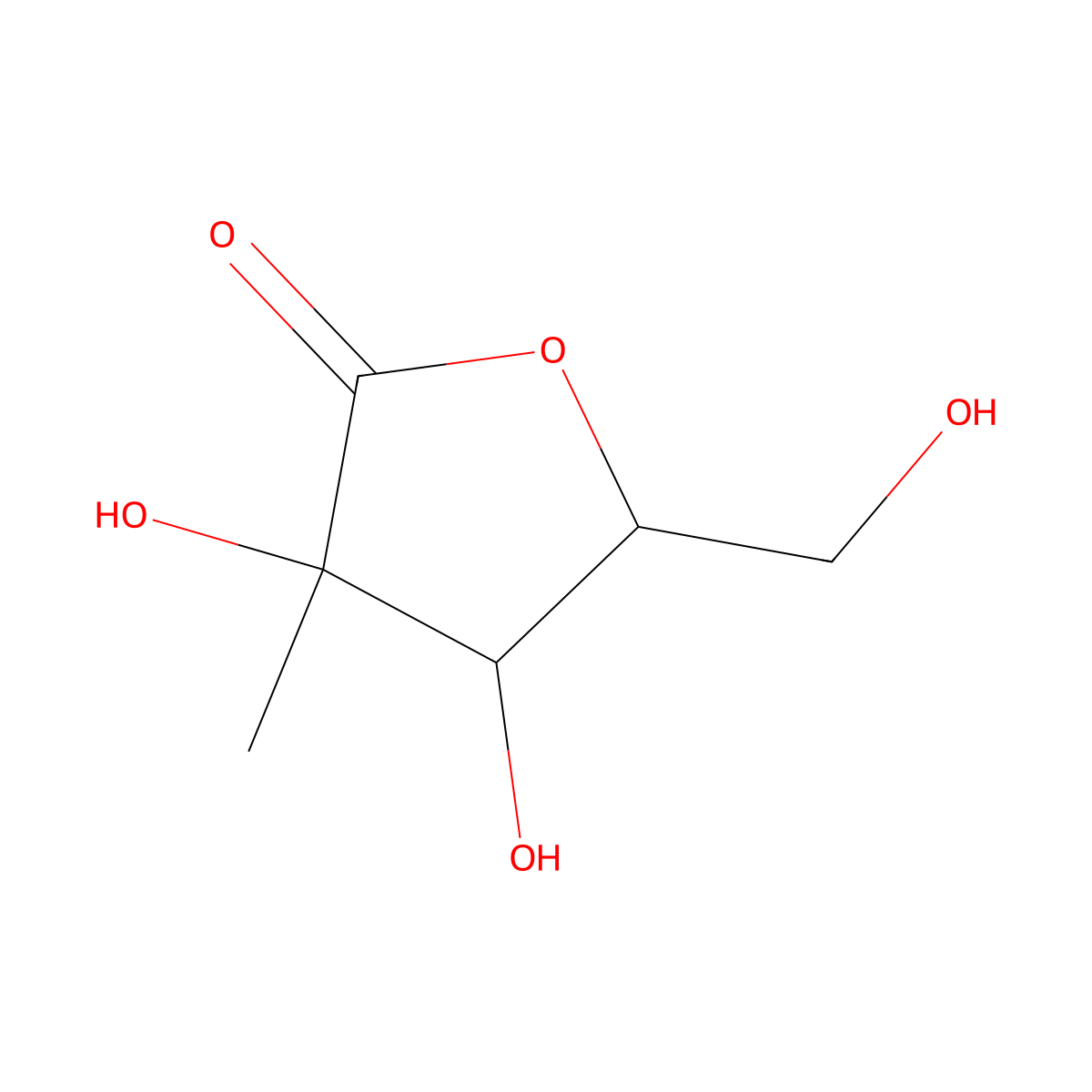 2-C-Methyl-D-ribono-1,4-lactone molecular structure, CAS 492-30-8