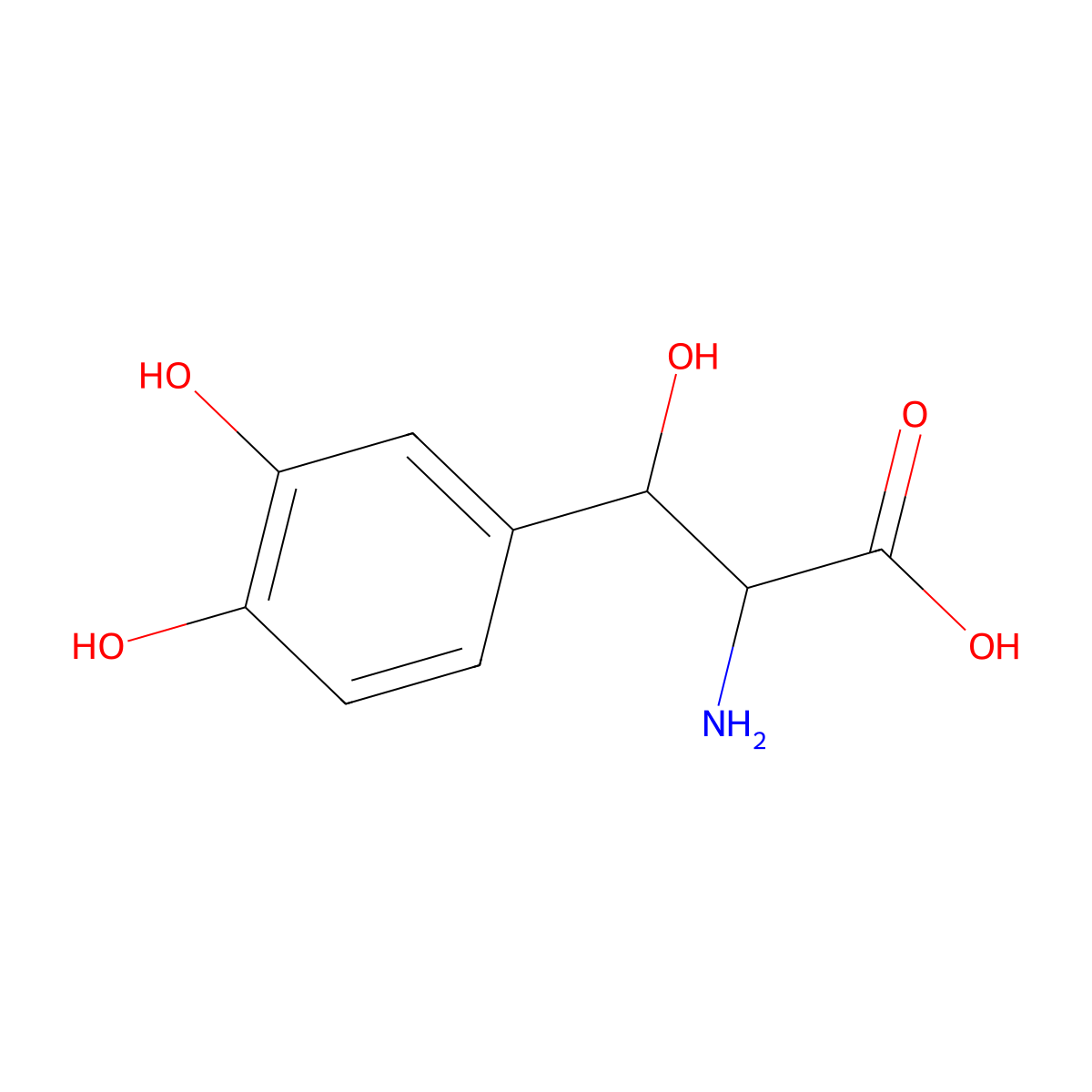 dl-3,4-Dihydroxyphenylserine molecular structure, CAS 492-46-6