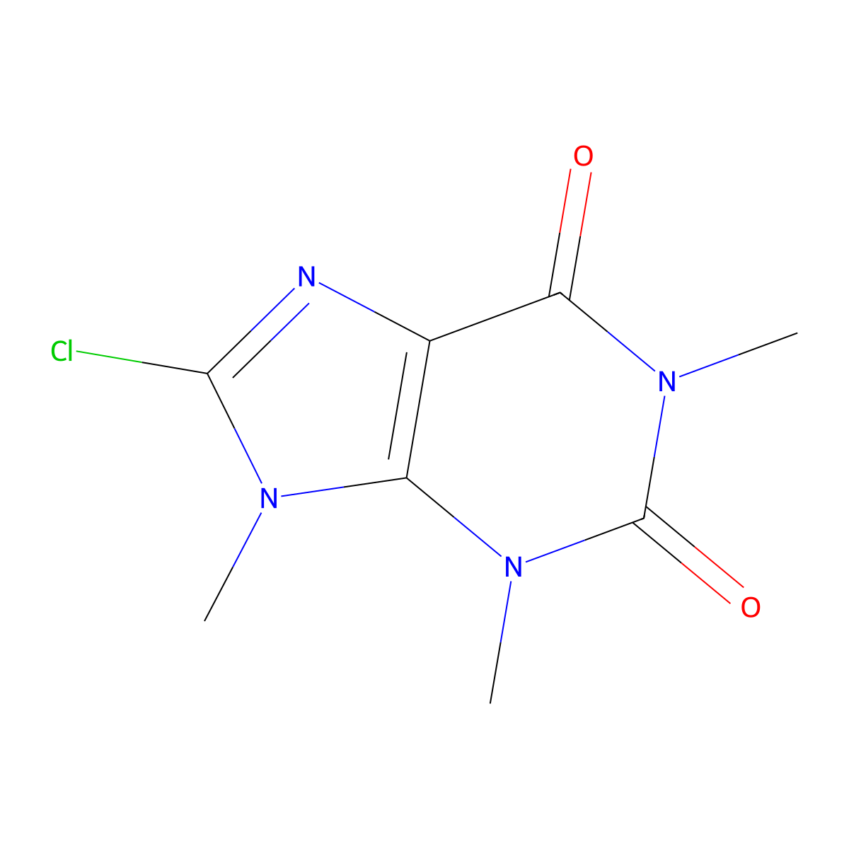 8-Chloro-1,3,9-trimethyl-1H-purine-2,6(3H,9H)-dione molecular structure, CAS 4921-53-3