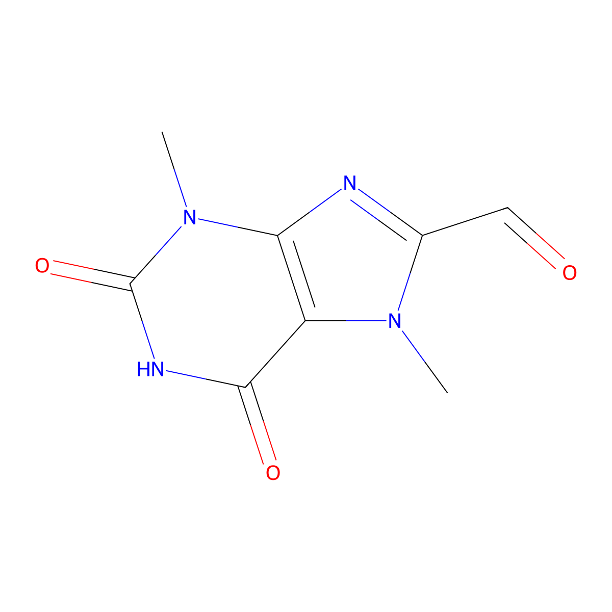 2,3,6,7-Tetrahydro-3,7-dimethyl-2,6-dioxo-1H-purine-8-carboxaldehyde molecular structure, CAS 4921-54-4