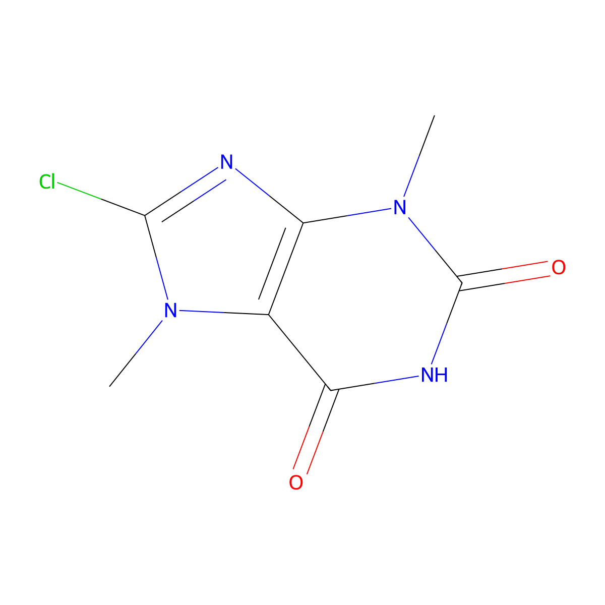 8-Chloro-3,7-dihydro-3,7-dimethyl-1H-purine-2,6-dione molecular structure, CAS 4921-55-5