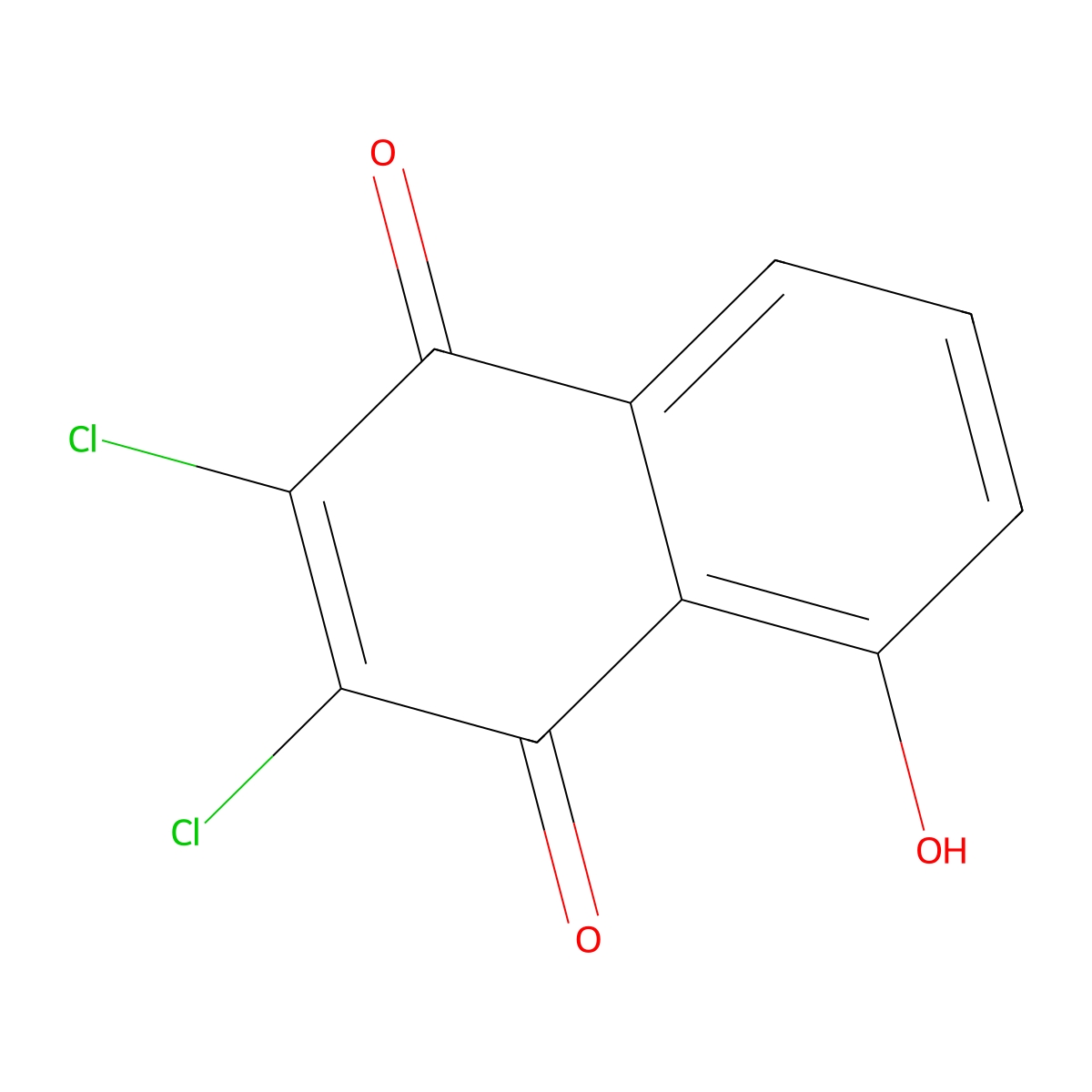 5-Hydroxy-2,3-dichloro-1,4-naphthoquinone molecular structure, CAS 4923-60-8