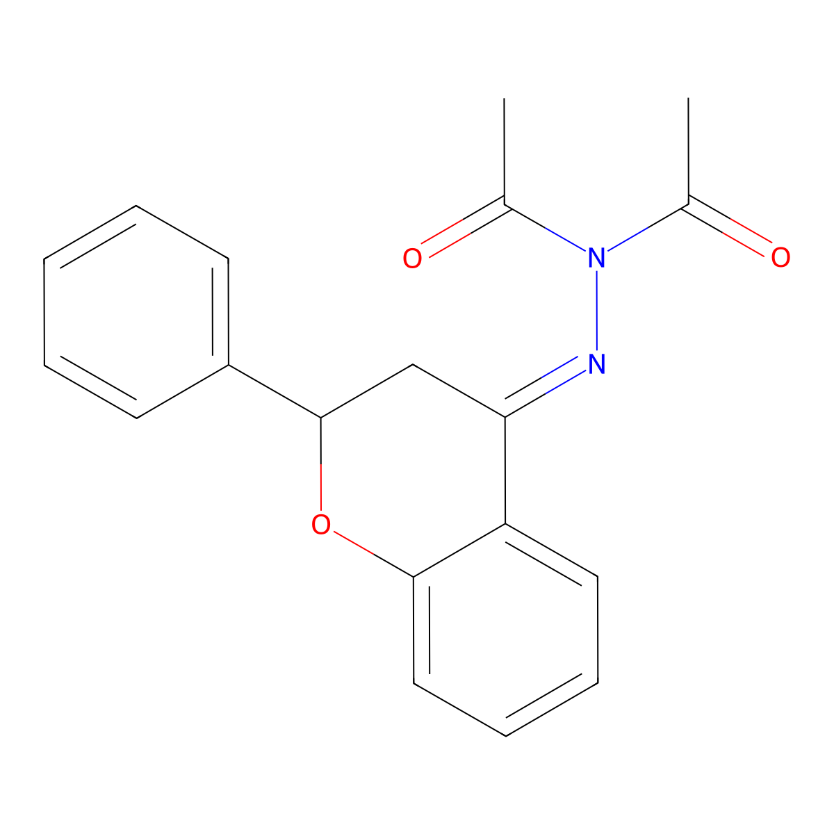 N-Acetyl-N'-(2,3-dihydro-2-phenyl-4H-1-benzopyran-4-ylidene)acetohydrazide molecular structure, CAS 4924-22-5