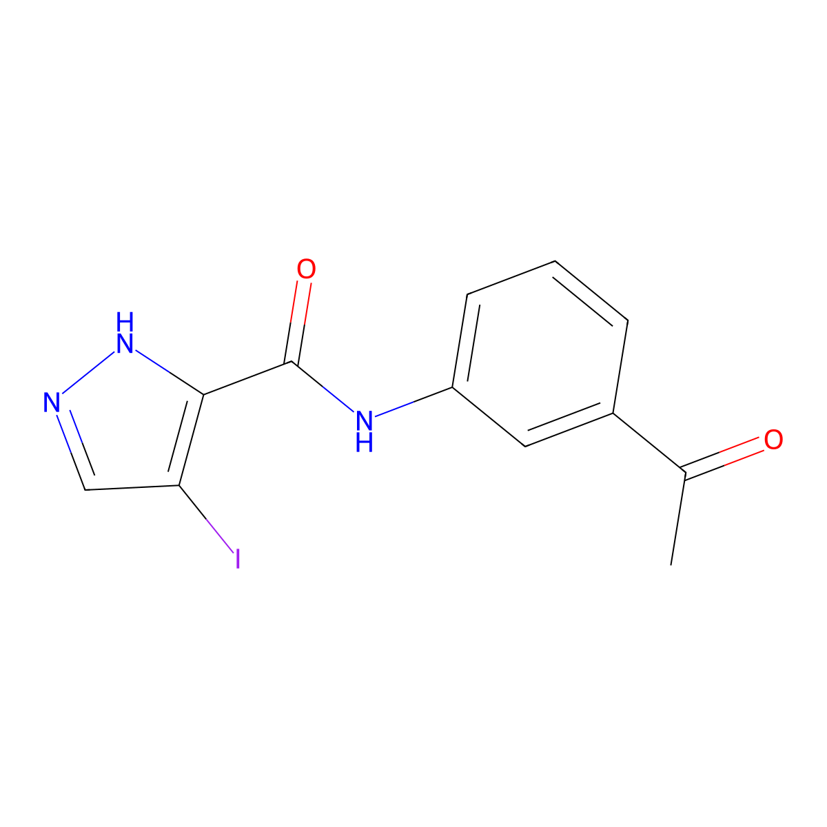 N-(3-acetylphenyl)-4-iodo-1H-pyrazole-3-carboxamide molecular structure, CAS 492422-03-4