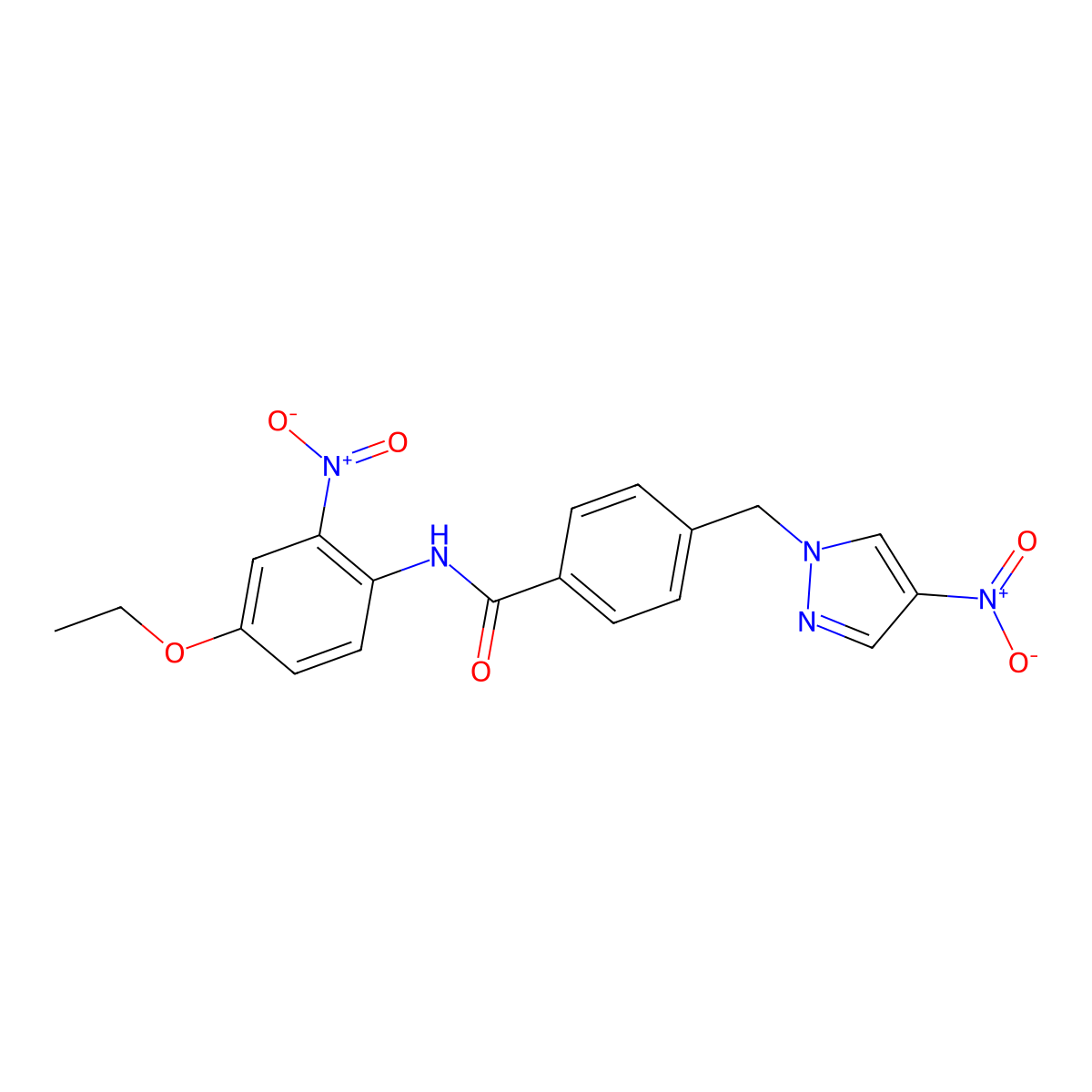N-(4-ethoxy-2-nitrophenyl)-4-[(4-nitropyrazol-1-yl)methyl]benzamide molecular structure, CAS 492422-06-7