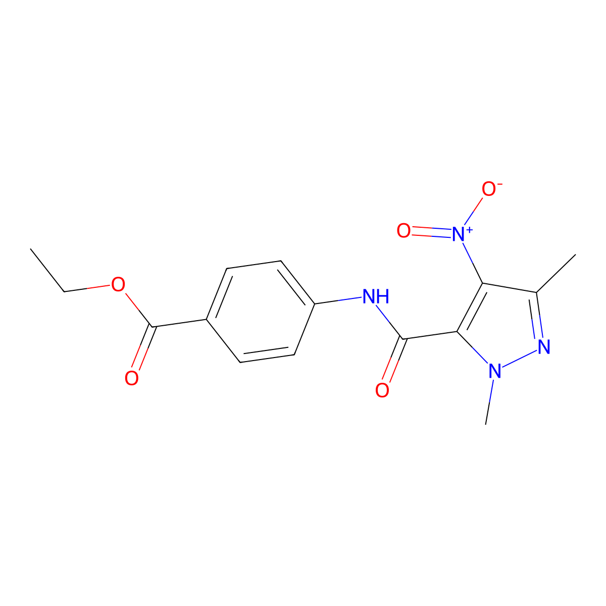 Ethyl 4-[(2,5-dimethyl-4-nitropyrazole-3-carbonyl)amino]benzoate molecular structure, CAS 492422-14-7