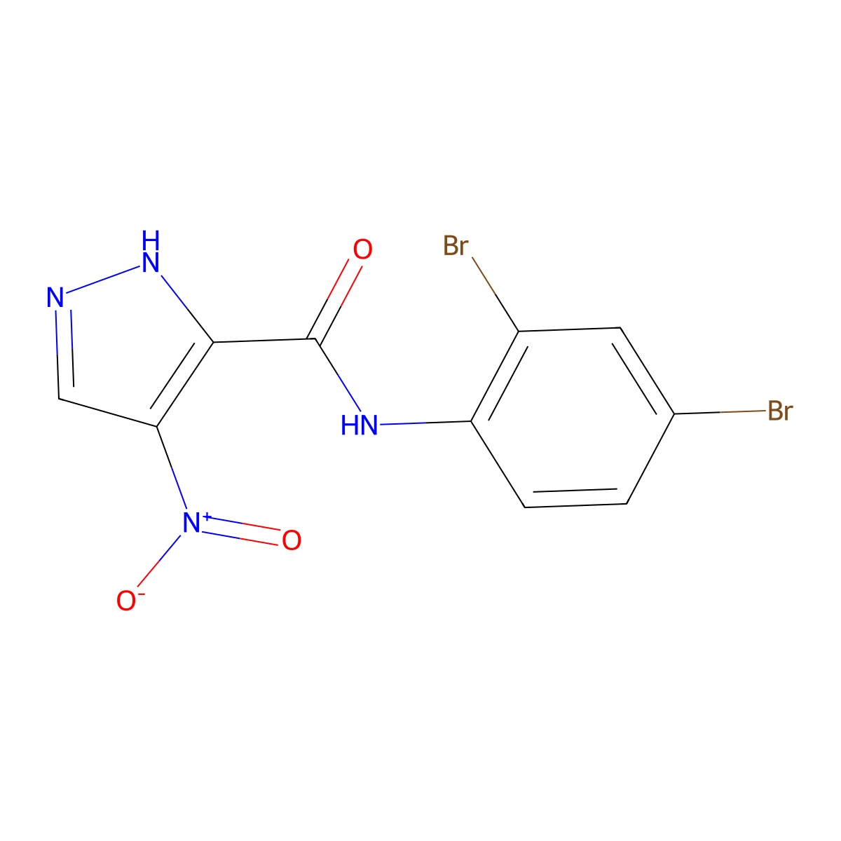 N-(2,4-dibromophenyl)-4-nitro-1H-pyrazole-3-carboxamide molecular structure, CAS 492422-15-8
