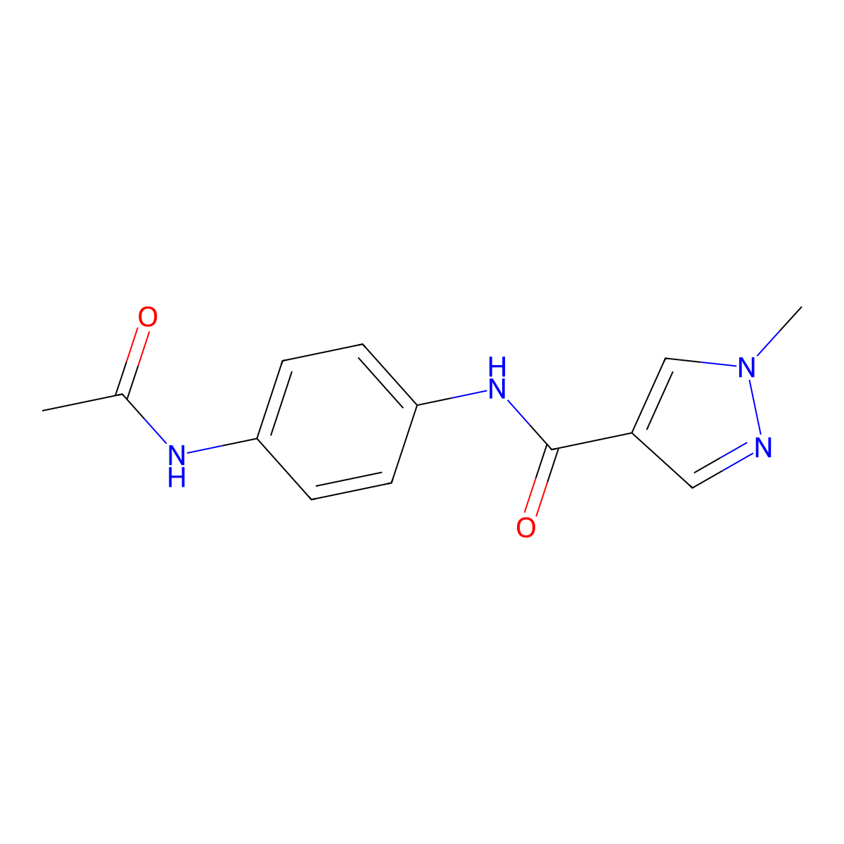 N-[4-(acetylamino)phenyl]-1-methyl-1H-pyrazole-4-carboxamide molecular structure, CAS 492422-24-9