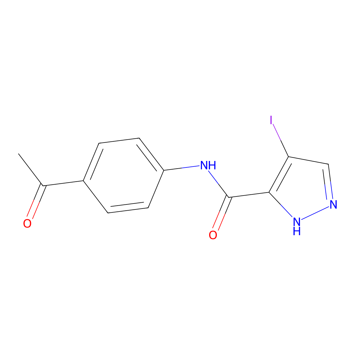 N-(4-acetylphenyl)-4-iodo-1H-pyrazole-3-carboxamide molecular structure, CAS 492422-26-1
