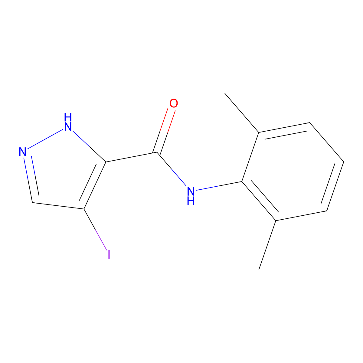 N-(2,6-dimethylphenyl)-4-iodo-1H-pyrazole-3-carboxamide molecular structure, CAS 492422-28-3
