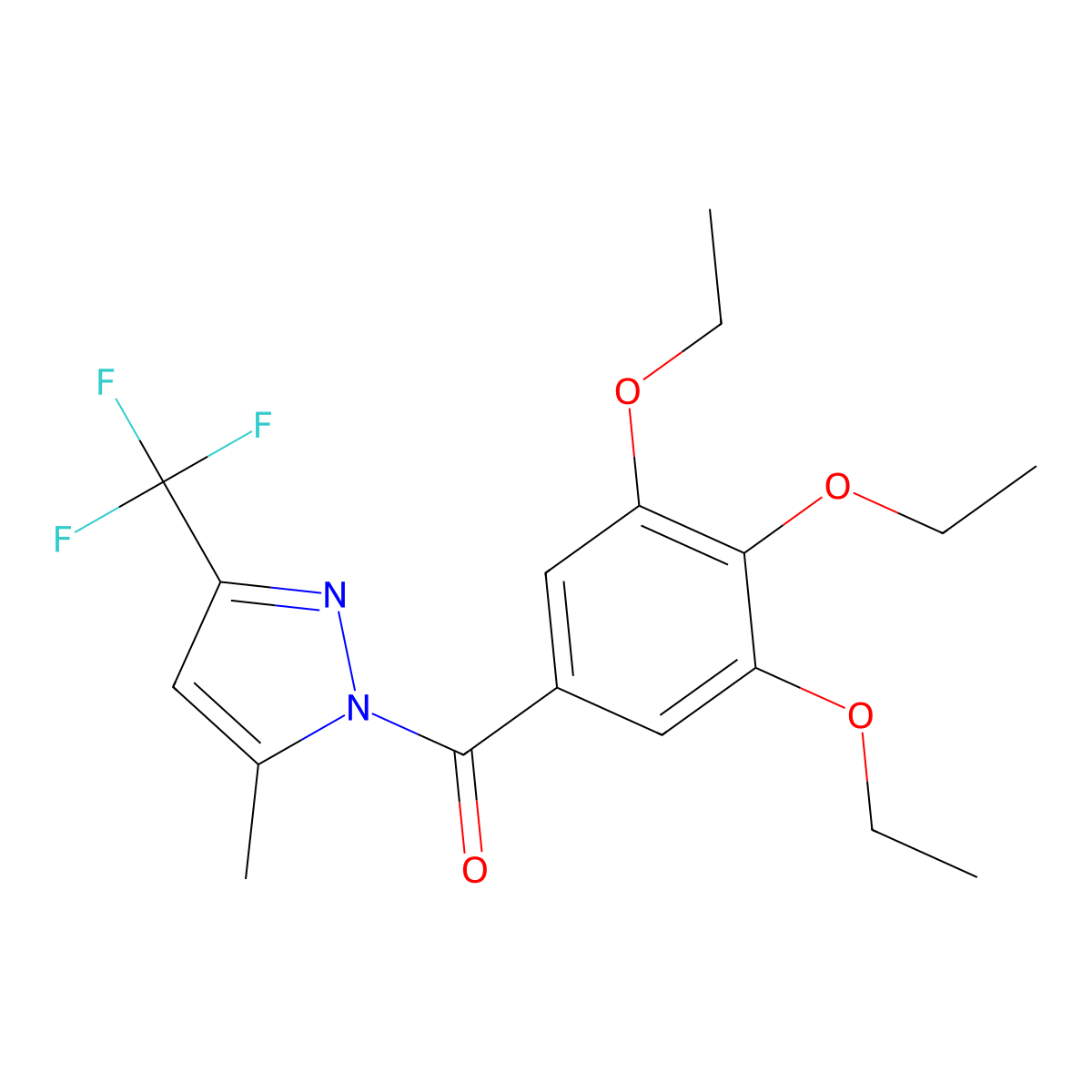 [5-Methyl-3-(trifluoromethyl)pyrazol-1-yl]-(3,4,5-triethoxyphenyl)methanone molecular structure, CAS 492422-31-8