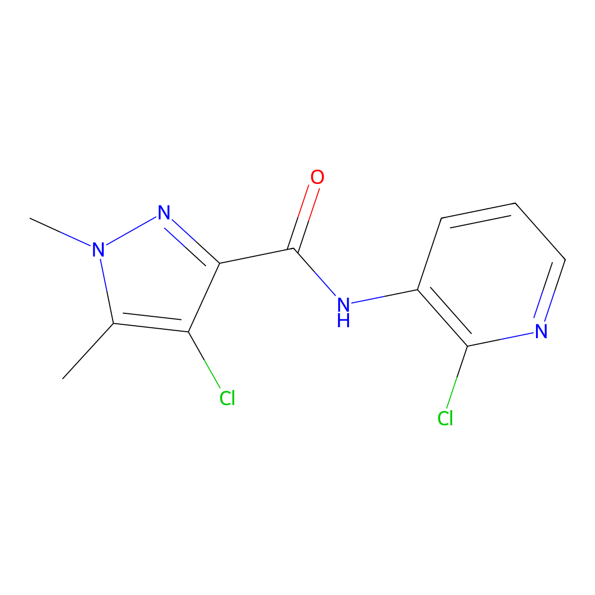 4-chloro-N-(2-chloro-3-pyridinyl)-1,5-dimethyl-1H-pyrazole-3-carboxamide molecular structure, CAS 492422-42-1