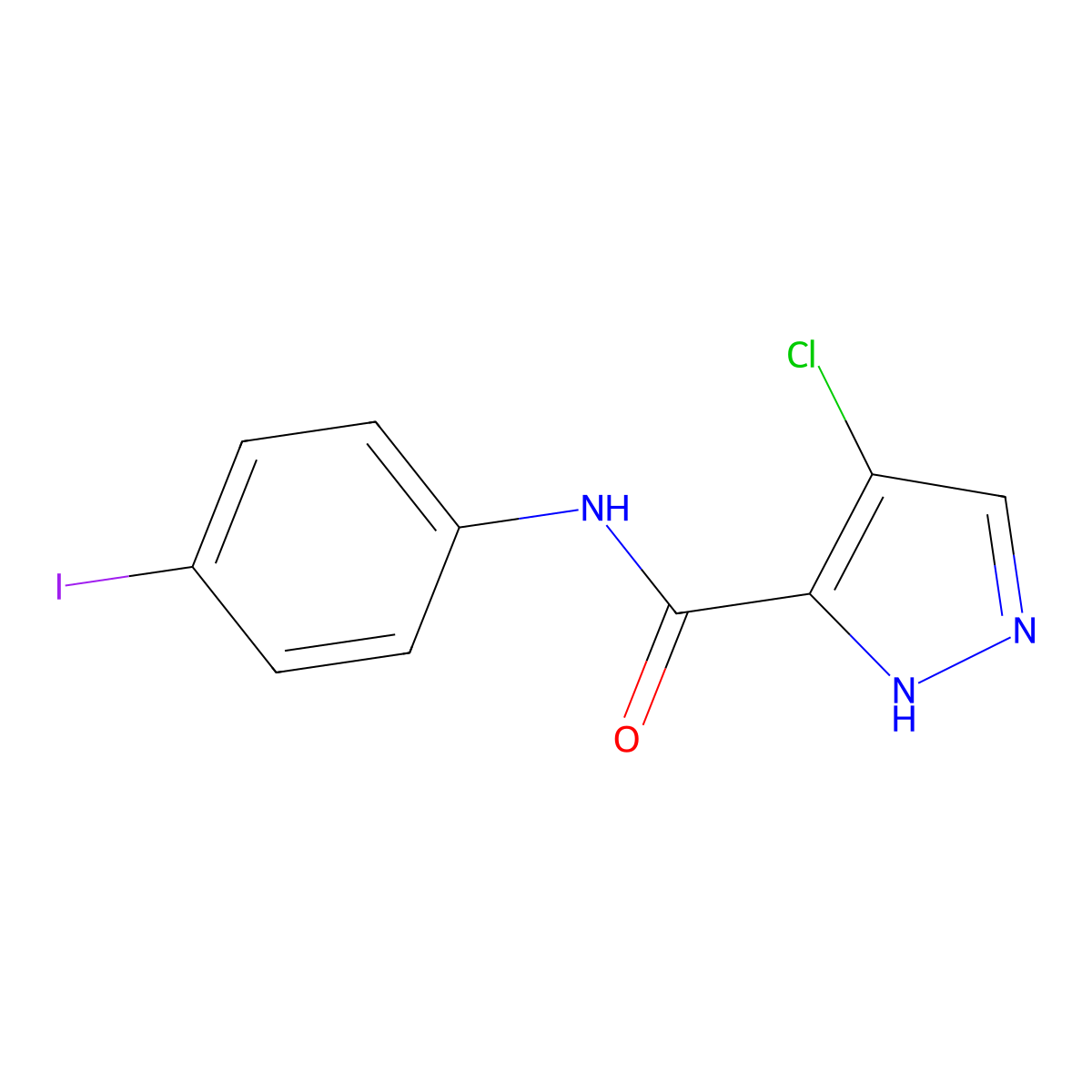 4-chloro-N-(4-iodophenyl)-1H-pyrazole-3-carboxamide molecular structure, CAS 492422-53-4
