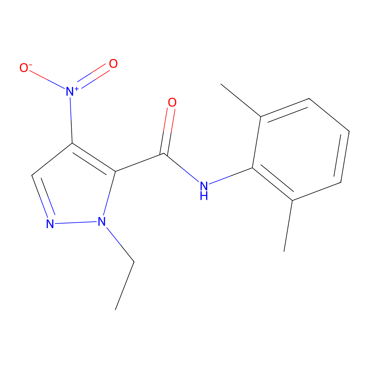 N-(2,6-dimethylphenyl)-1-ethyl-4-nitro-1H-pyrazole-5-carboxamide molecular structure, CAS 492422-66-9