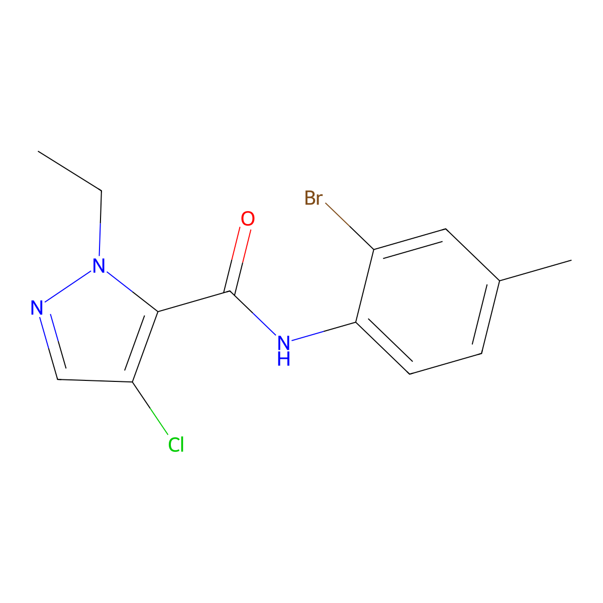 N-(2-bromo-4-methylphenyl)-4-chloro-1-ethyl-1H-pyrazole-5-carboxamide molecular structure, CAS 492423-11-7