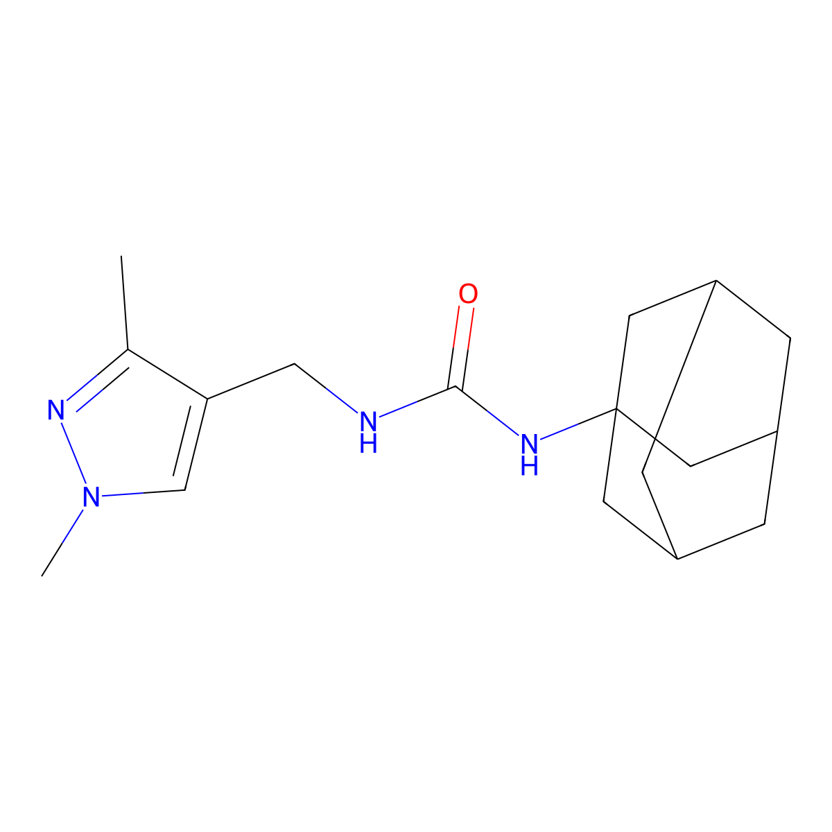 1-(1-Adamantyl)-3-[(1,3-dimethylpyrazol-4-yl)methyl]urea molecular structure, CAS 492423-44-6