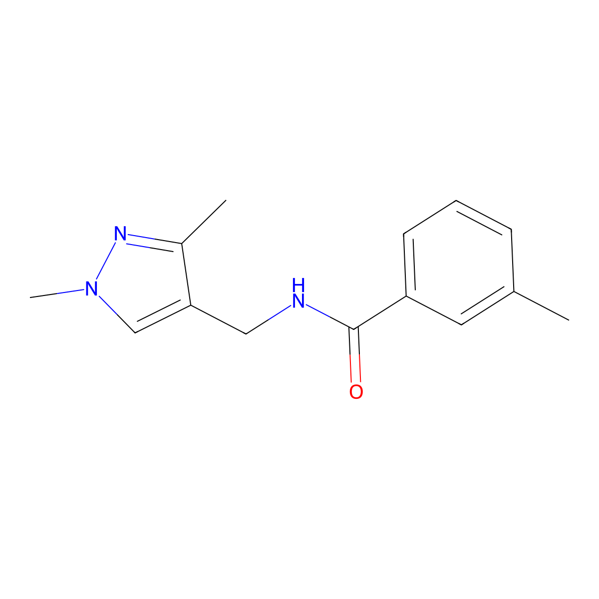 N-[(1,3-dimethyl-1H-pyrazol-4-yl)methyl]-3-methylbenzamide molecular structure, CAS 492423-49-1