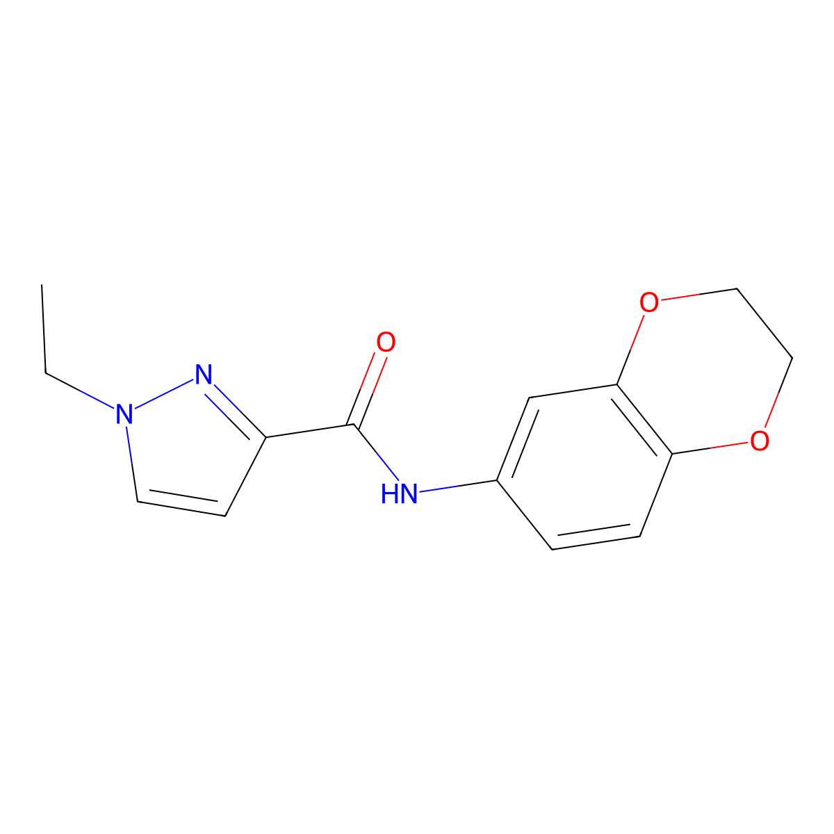 N-(2,3-dihydro-1,4-benzodioxin-6-yl)-1-ethyl-1H-pyrazole-3-carboxamide molecular structure, CAS 492423-53-7