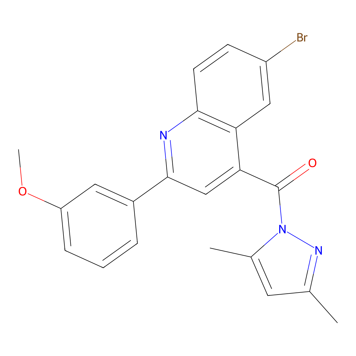 [6-Bromo-2-(3-methoxyphenyl)quinolin-4-yl]-(3,5-dimethylpyrazol-1-yl)methanone molecular structure, CAS 492423-63-9