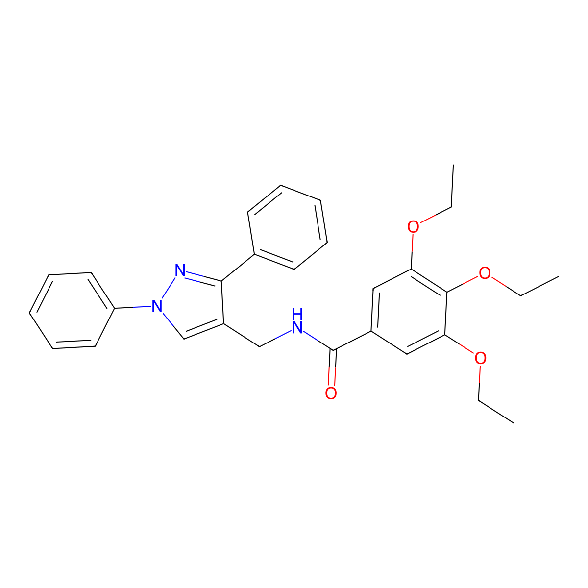 N-[(1,3-diphenylpyrazol-4-yl)methyl]-3,4,5-triethoxybenzamide molecular structure, CAS 492423-68-4