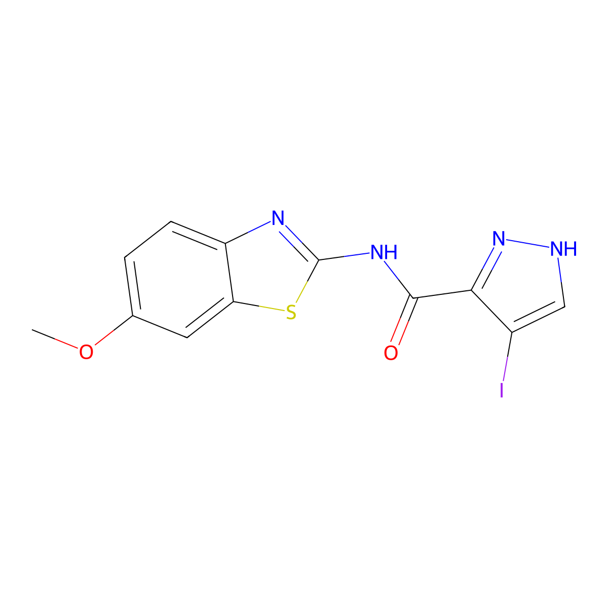 4-iodo-N-(6-methoxy-1,3-benzothiazol-2-yl)-1H-pyrazole-3-carboxamide molecular structure, CAS 492423-96-8