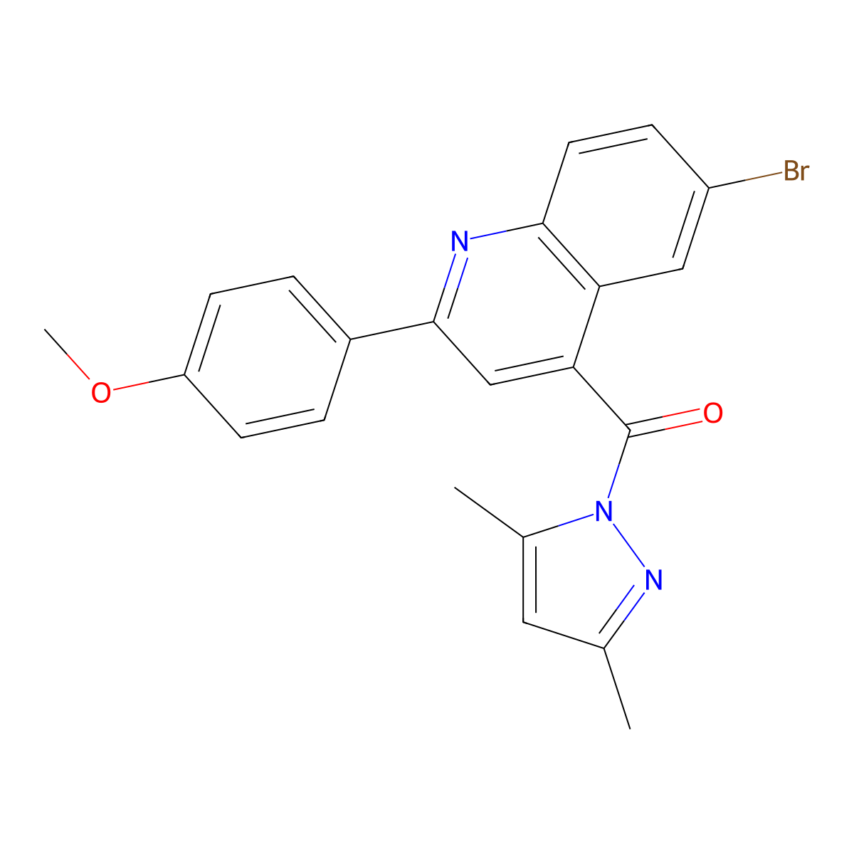 [6-Bromo-2-(4-methoxyphenyl)quinolin-4-yl]-(3,5-dimethylpyrazol-1-yl)methanone molecular structure, CAS 492423-97-9
