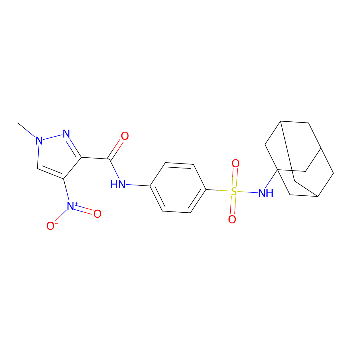 N-[4-(1-adamantylsulfamoyl)phenyl]-1-methyl-4-nitropyrazole-3-carboxamide molecular structure, CAS 492424-18-7