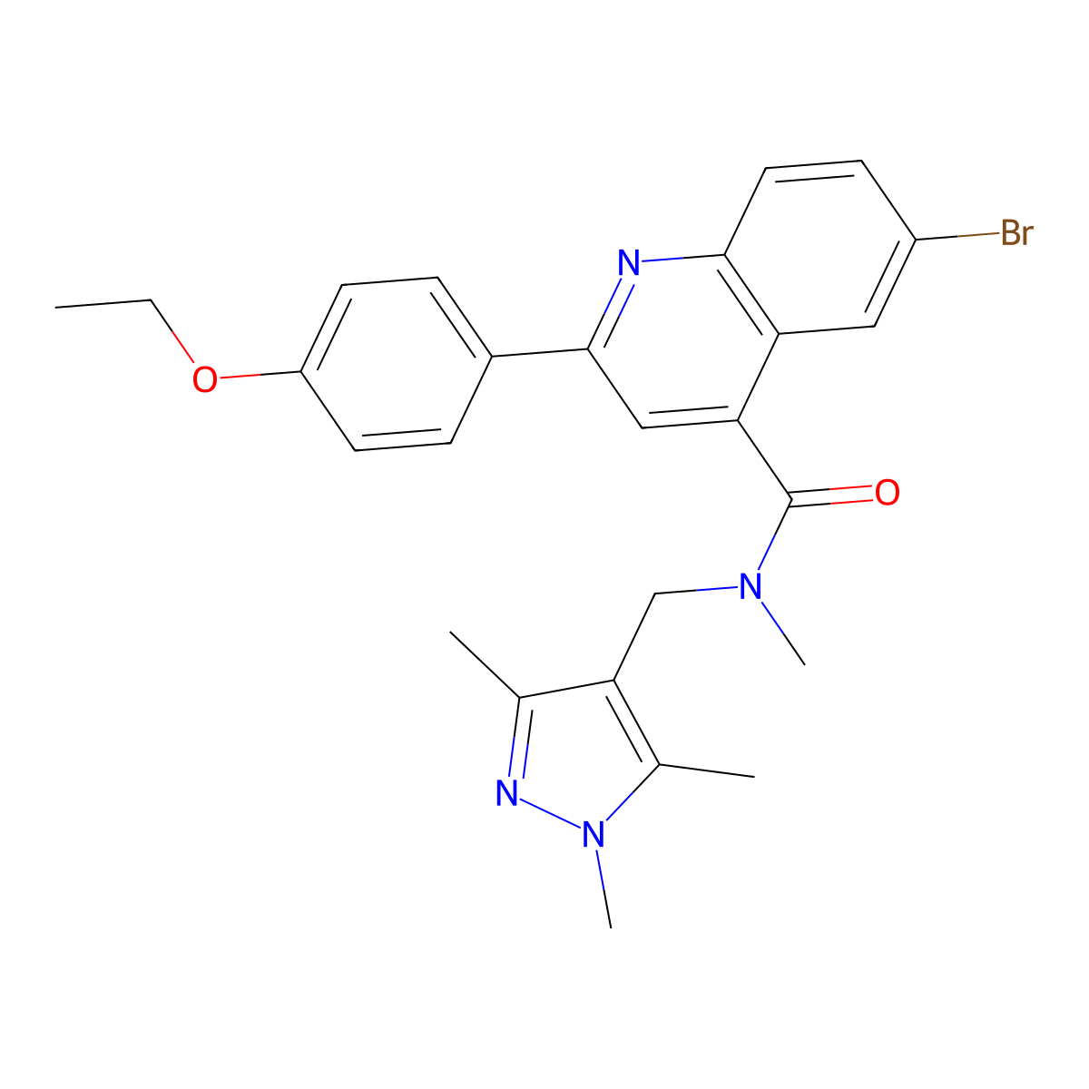 6-bromo-2-(4-ethoxyphenyl)-N-methyl-N-[(1,3,5-trimethylpyrazol-4-yl)methyl]quinoline-4-carboxamide molecular structure, CAS 492425-04-4