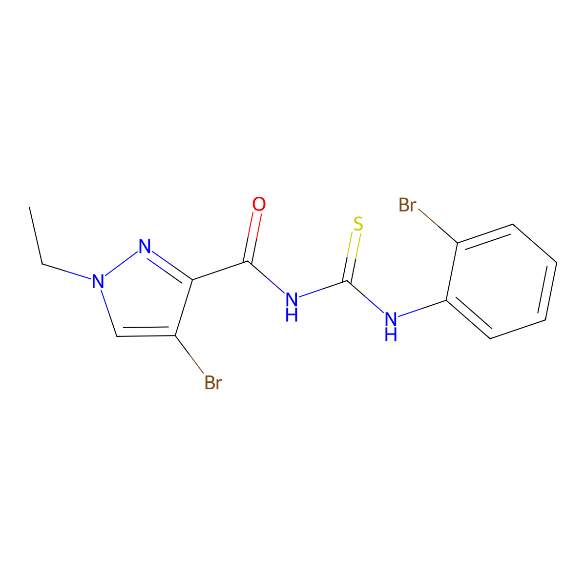 4-bromo-N-[(2-bromophenyl)carbamothioyl]-1-ethylpyrazole-3-carboxamide molecular structure, CAS 492425-56-6