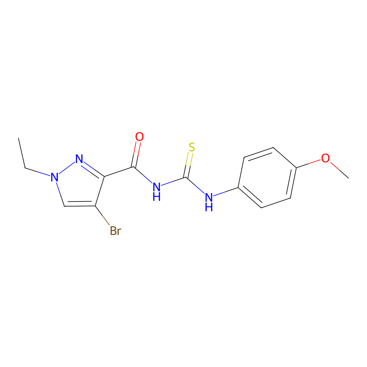 4-bromo-1-ethyl-N-[(4-methoxyphenyl)carbamothioyl]pyrazole-3-carboxamide molecular structure, CAS 492425-74-8