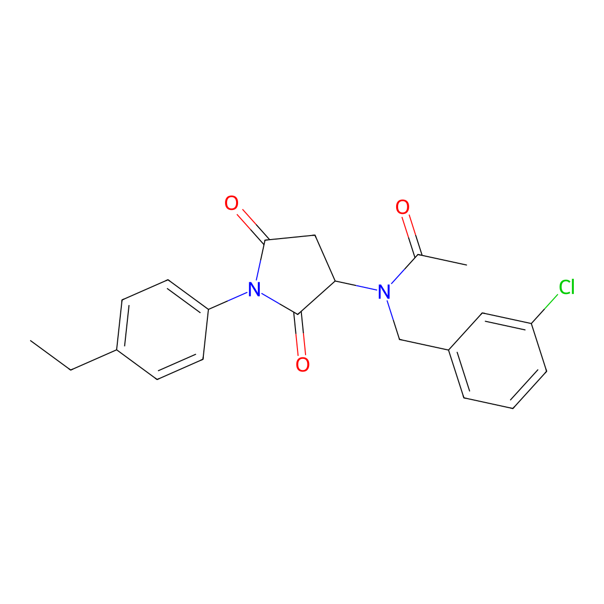 N-[(3-chlorophenyl)methyl]-N-[1-(4-ethylphenyl)-2,5-dioxopyrrolidin-3-yl]acetamide molecular structure, CAS 492425-78-2