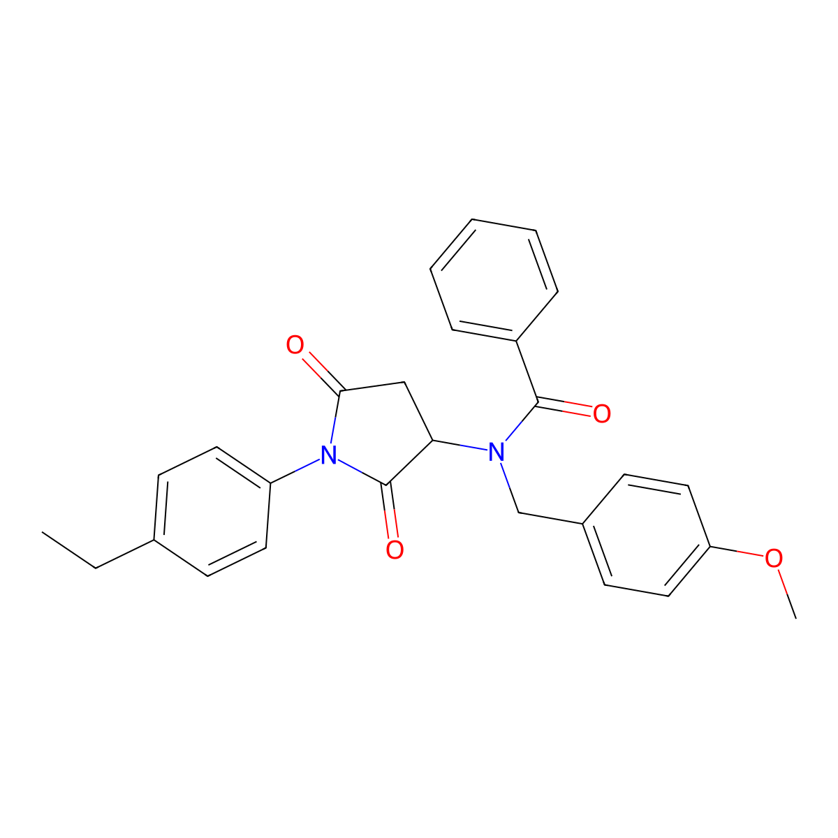 N-[1-(4-ethylphenyl)-2,5-dioxopyrrolidin-3-yl]-N-[(4-methoxyphenyl)methyl]benzamide molecular structure, CAS 492425-84-0