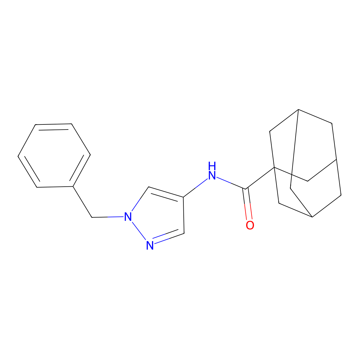 N-(1-benzylpyrazol-4-yl)adamantane-1-carboxamide molecular structure, CAS 492425-95-3