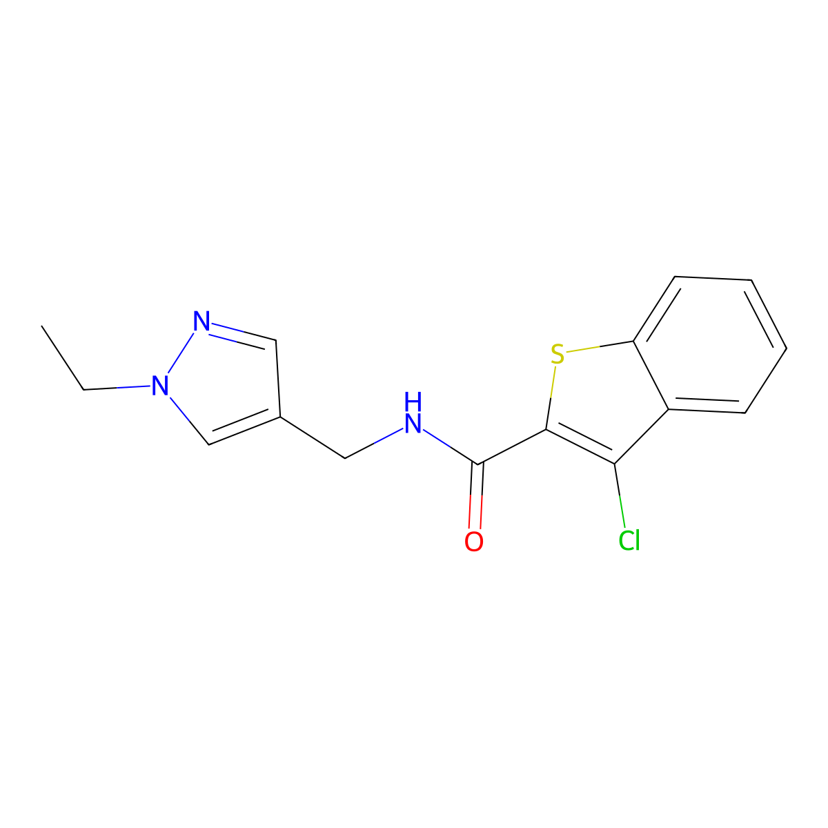 3-chloro-N-[(1-ethyl-1H-pyrazol-4-yl)methyl]-1-benzothiophene-2-carboxamide molecular structure, CAS 492425-96-4