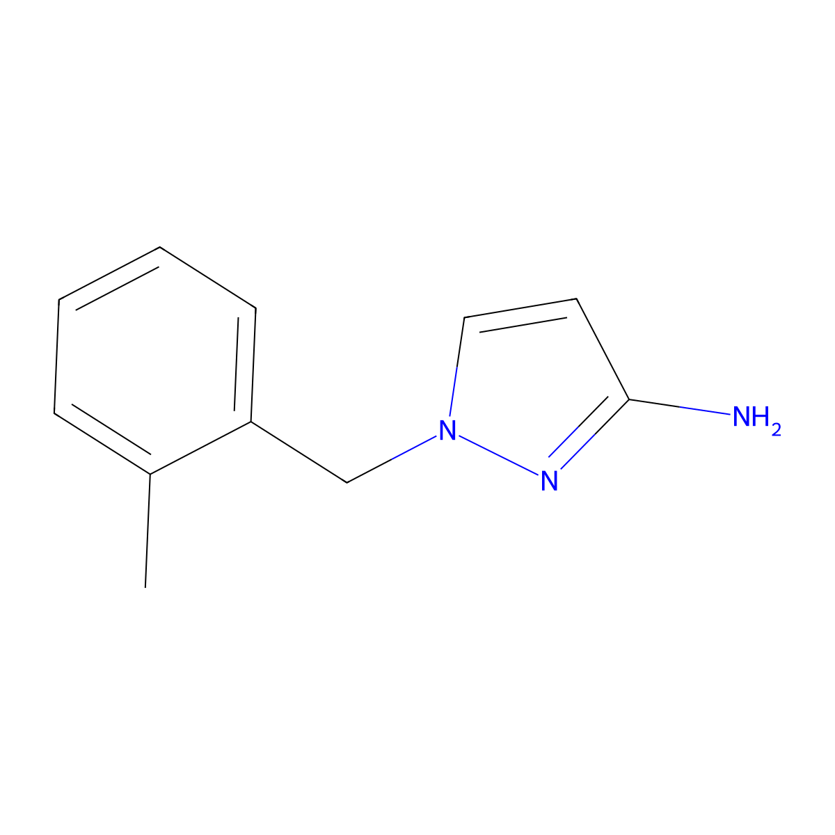 1-((2-methylphenyl)methyl)-1H-pyrazol-3-amine molecular structure, CAS 492426-23-0