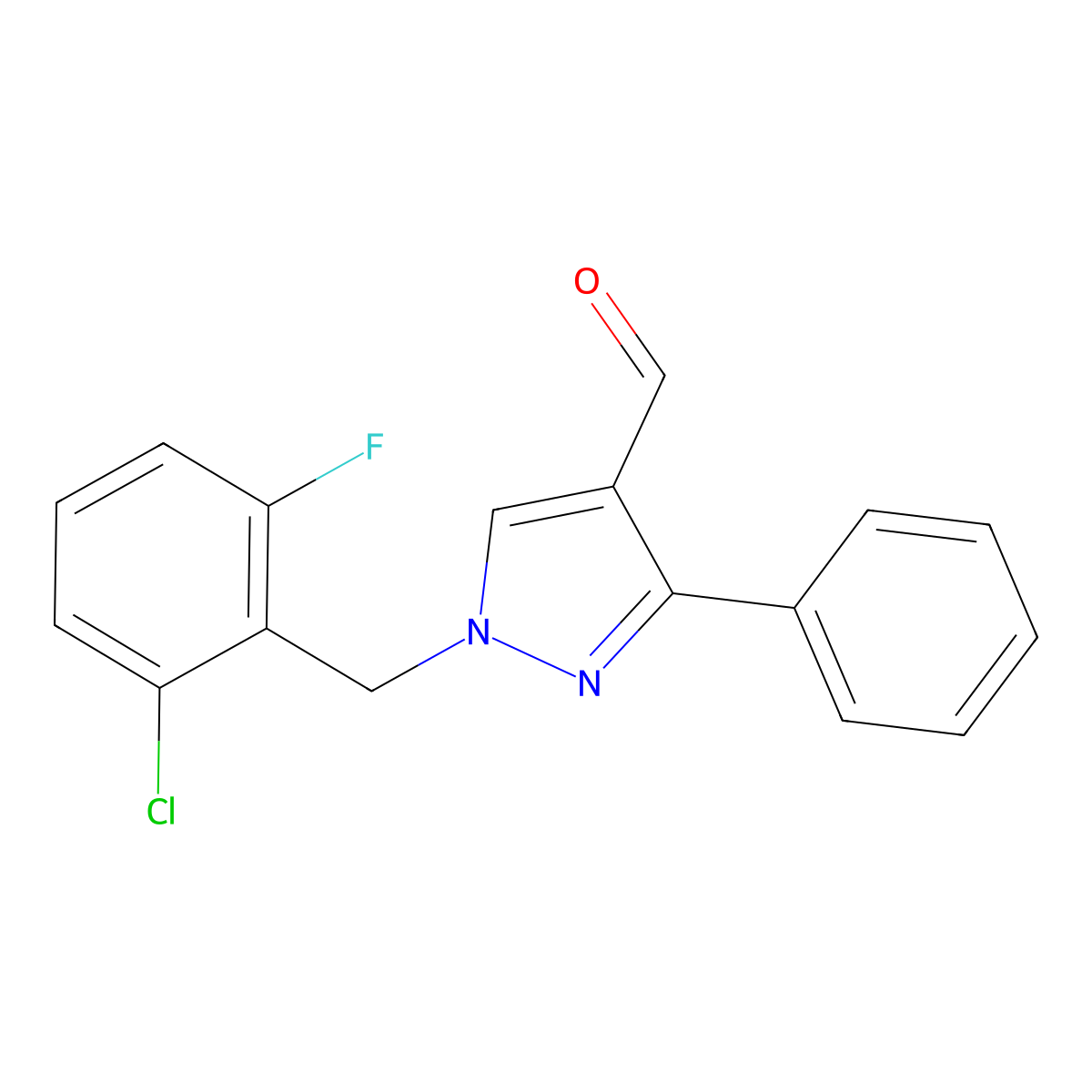 1-(2-chloro-6-fluorobenzyl)-3-phenyl-1H-pyrazole-4-carbaldehyde molecular structure, CAS 492426-26-3