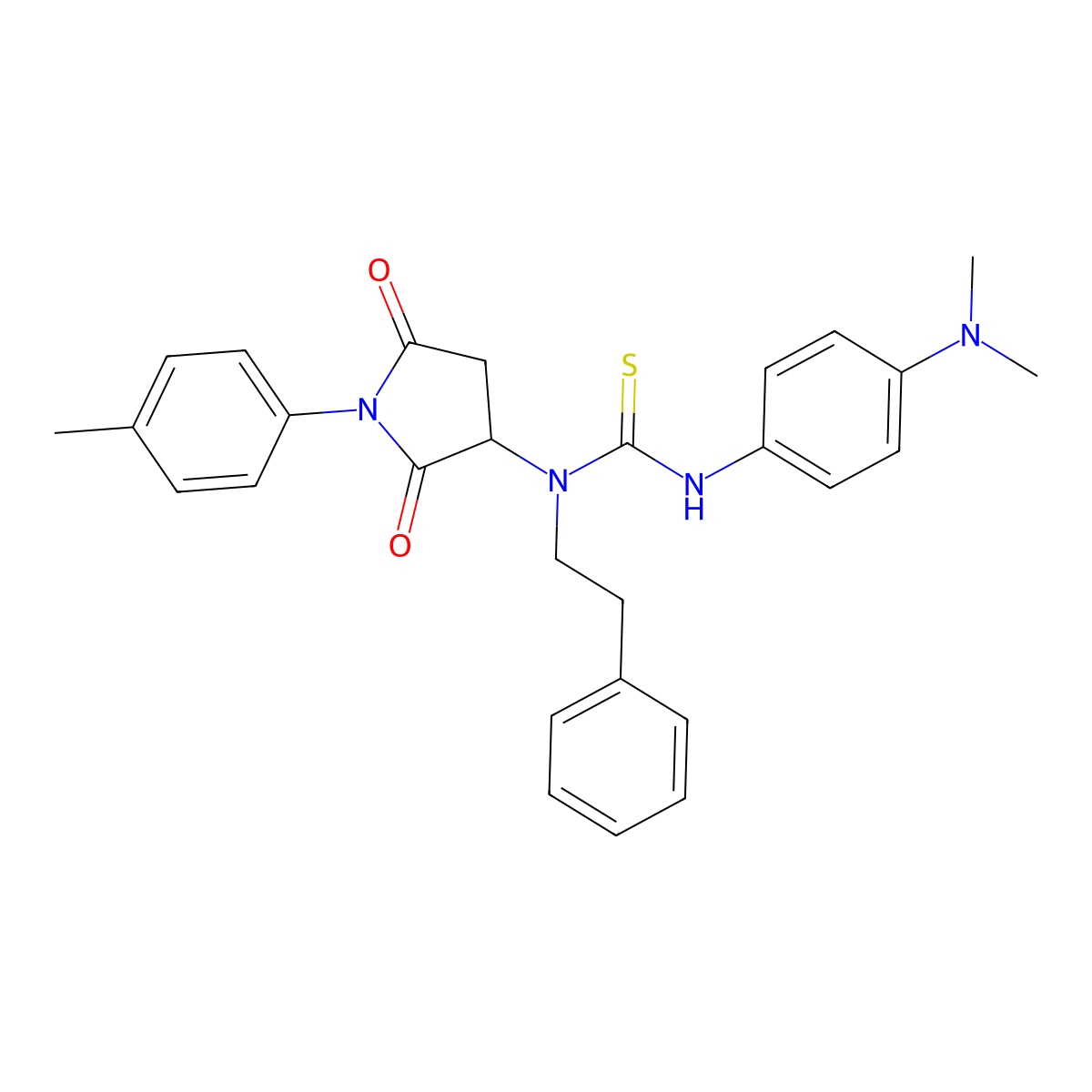 N'-[4-(dimethylamino)phenyl]-N-[1-(4-methylphenyl)-2,5-dioxo-3-pyrrolidinyl]-N-(2-phenylethyl)thiourea molecular structure, CAS 492426-33-2