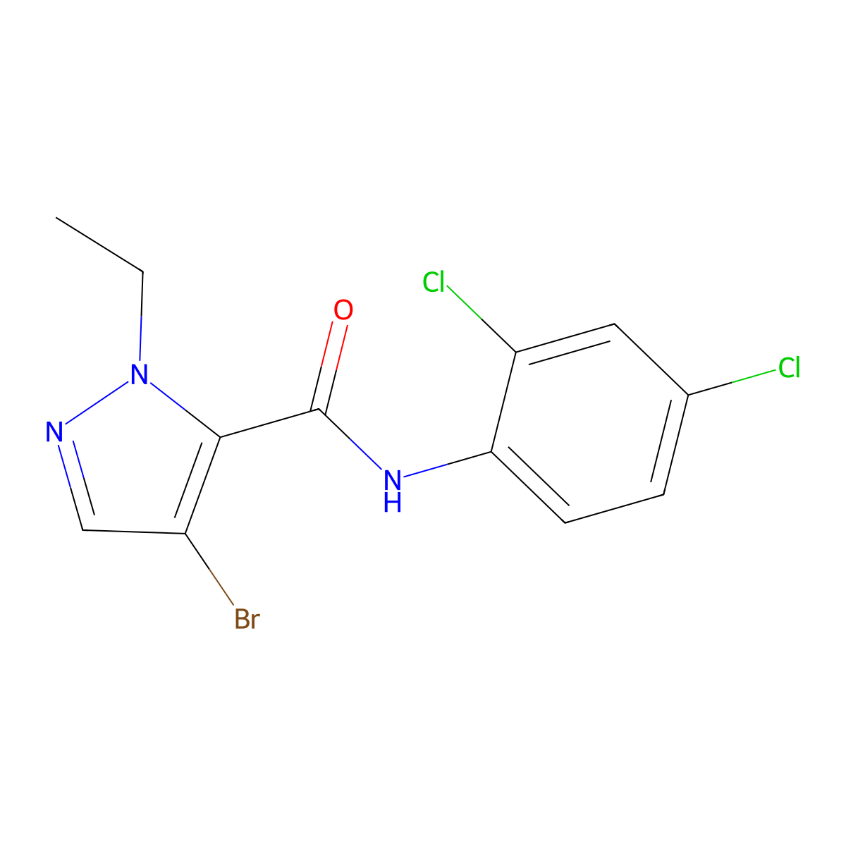 4-Bromo-N-(2,4-dichlorophenyl)-1-ethyl-1H-pyrazole-5-carboxamide molecular structure, CAS 492426-36-5